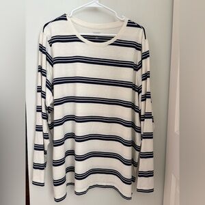 Lands' End NWOT Navy and Cream Striped Tee Size: 2X